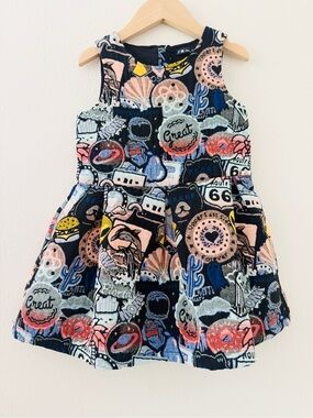 Ikks Tapestry Jacquard Travel Space Sleeveless Navy Blue Dress
